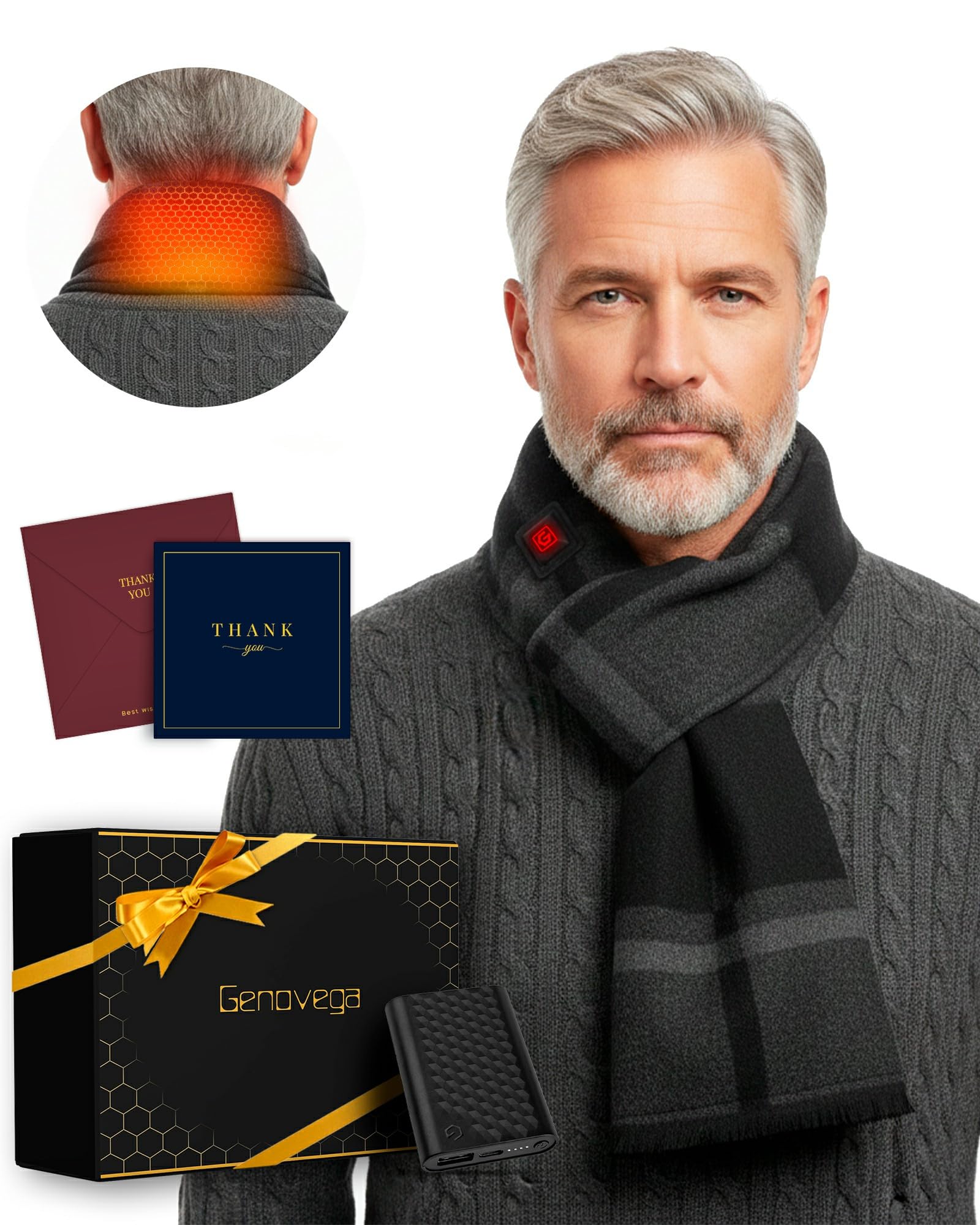 Genovega heated scarf unboxing shows a complete ready-to-gift package.