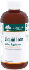 Genestra Brands Liquid Iron bottle pour showing easy dosing for daily wellness.