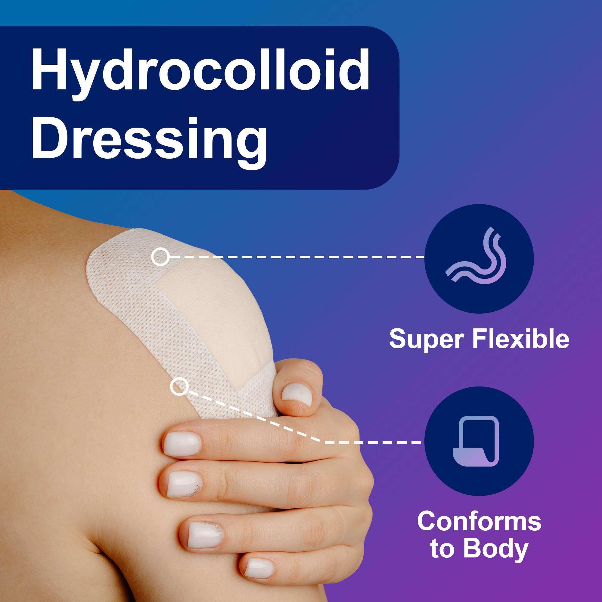 Borderless Dermatell dressing with water-resistant border suitable for baths