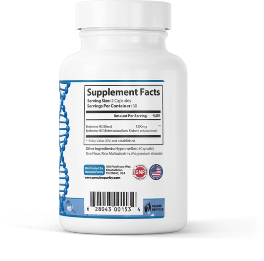 GenuinePurity Berberine HCl capsules for glucose metabolism balance
