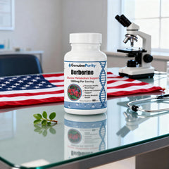 GenuinePurity packaging highlights vegan, non-GMO berberine formula