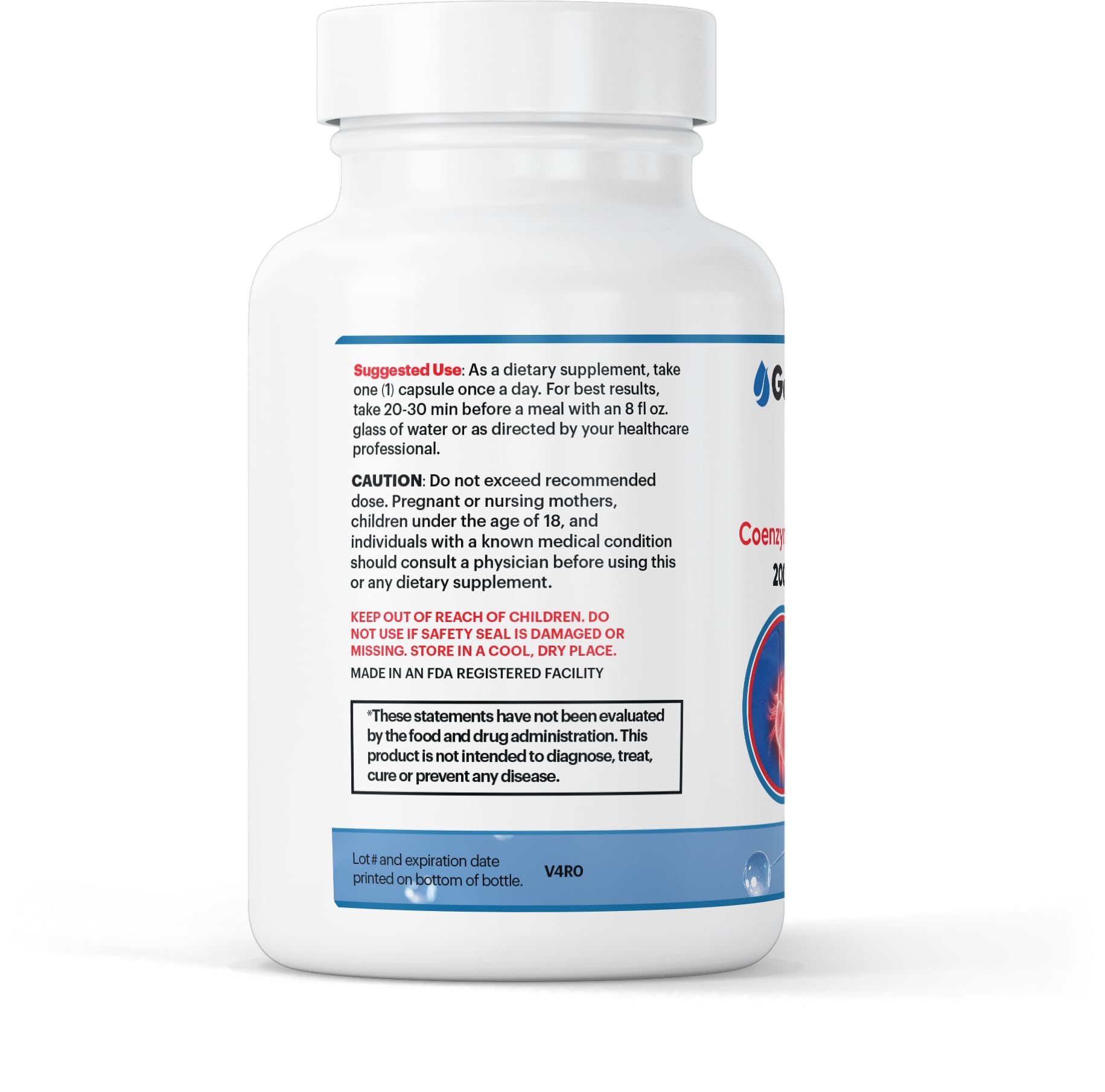 Packaging for GenuinePurity CoQ10 200mg showing USA-made quality.
