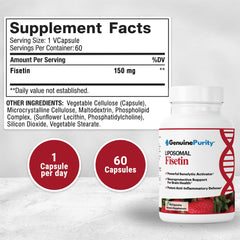 GenuinePurity Fisetin capsules close-up highlighting potency