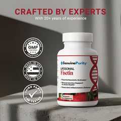 GenuinePurity Fisetin vegan and gluten-free symbols
