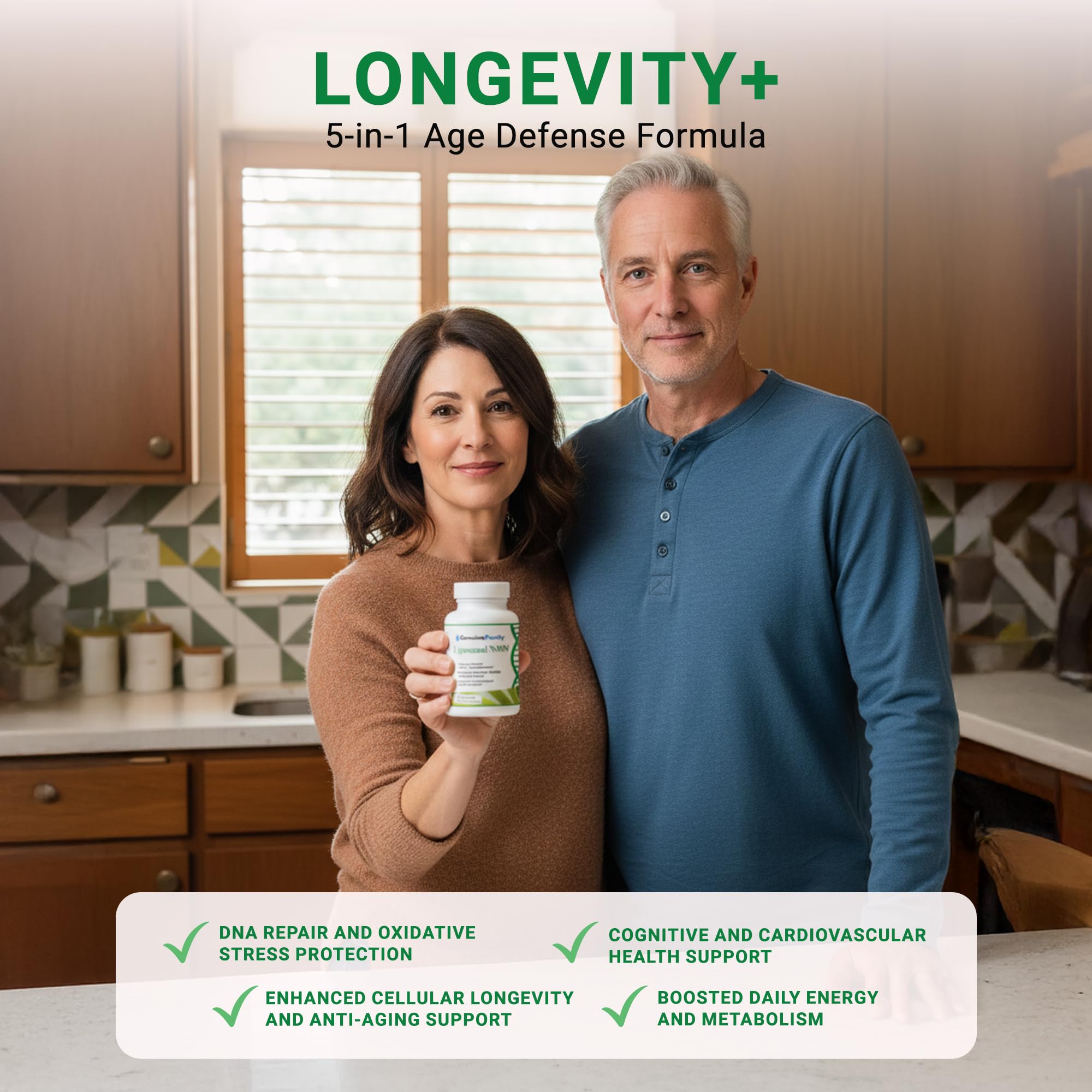 GenuinePurity Longevity+ ingredients label showing vegan non GMO integrity.
