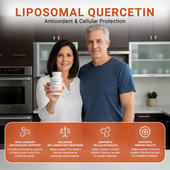 GenuinePurity quercetin capsules closeup emphasizes vegan capsules for easy swallowing.