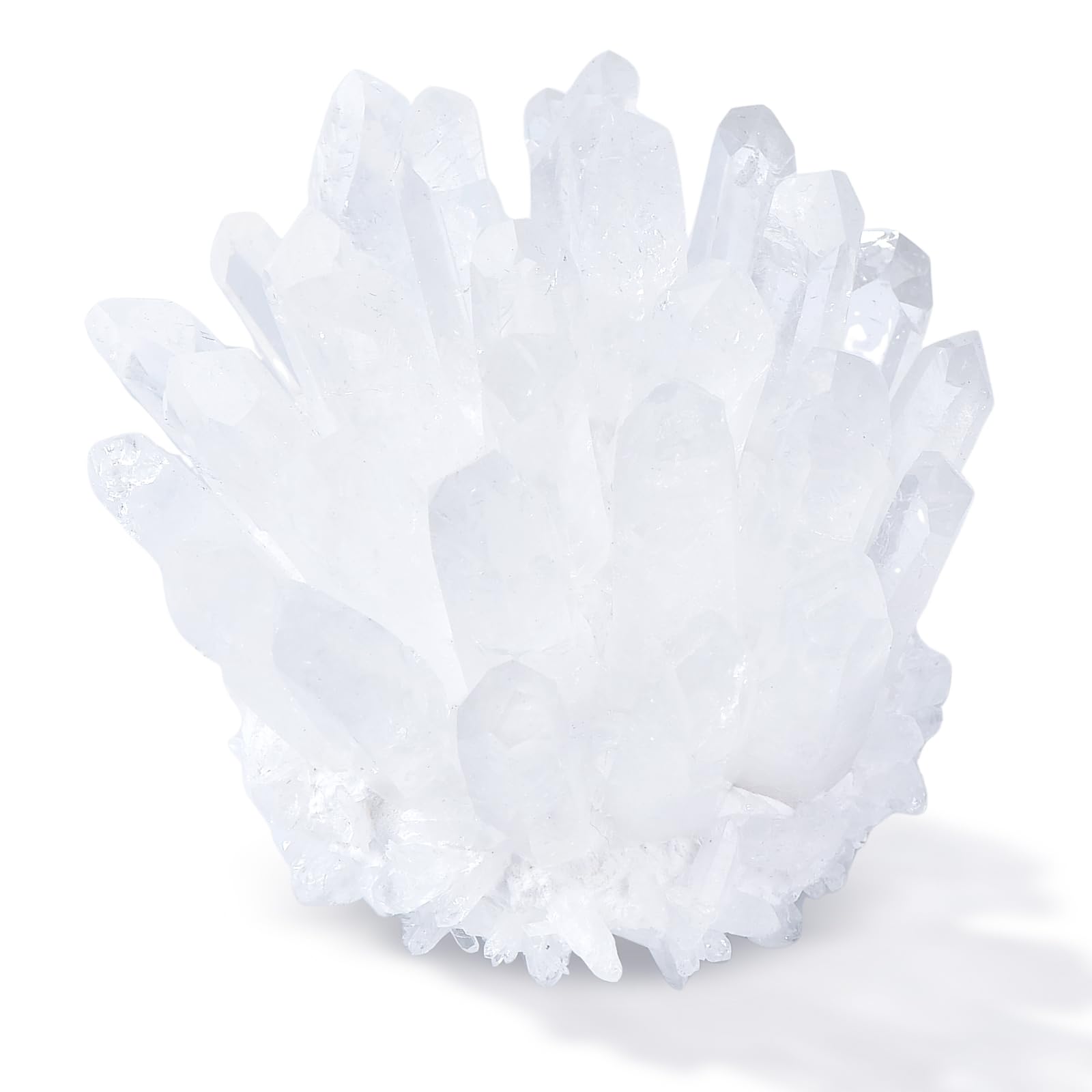 Geodora clear quartz blue prism cluster enhances ambient lighting and mood