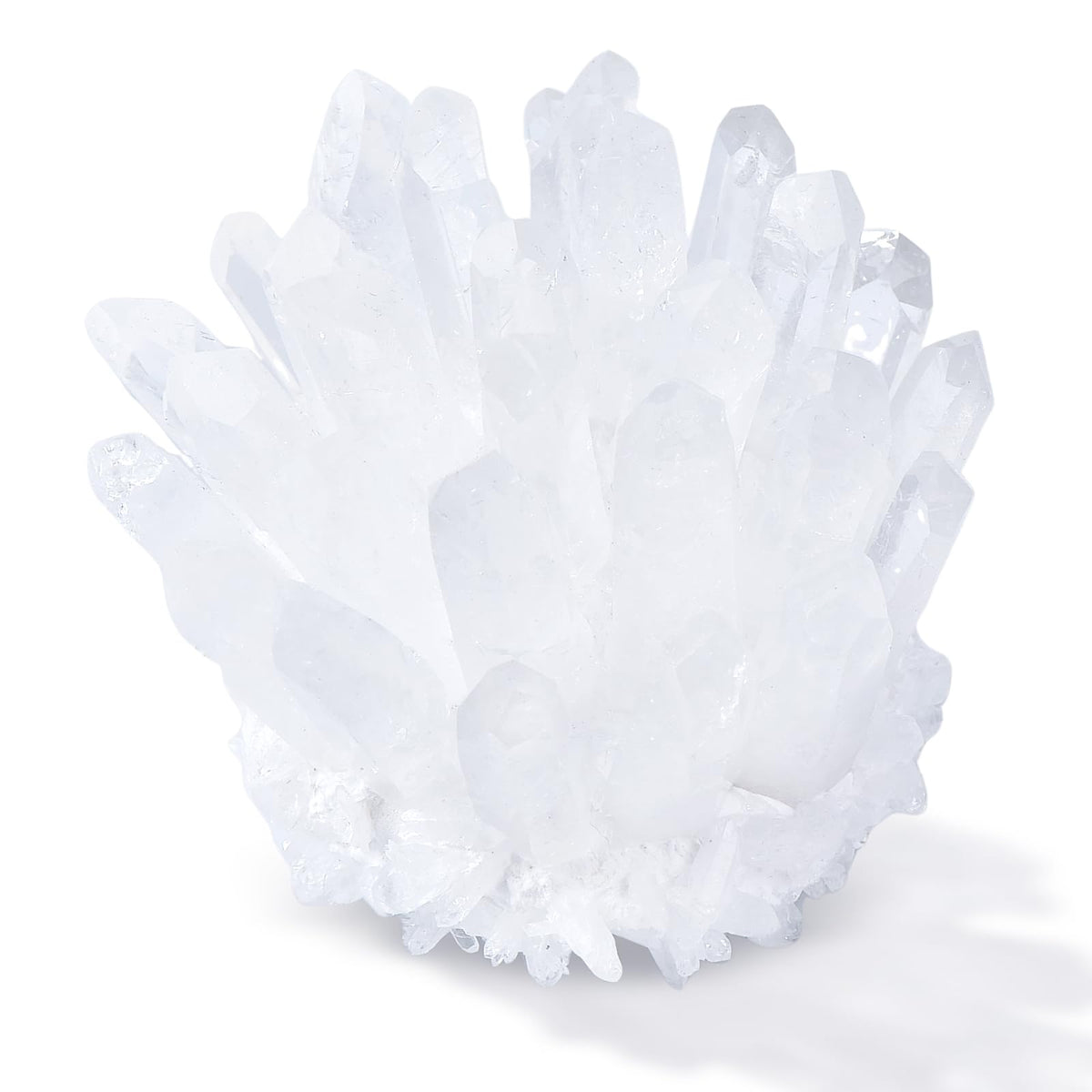 Geodora clear quartz blue prism cluster enhances ambient lighting and mood