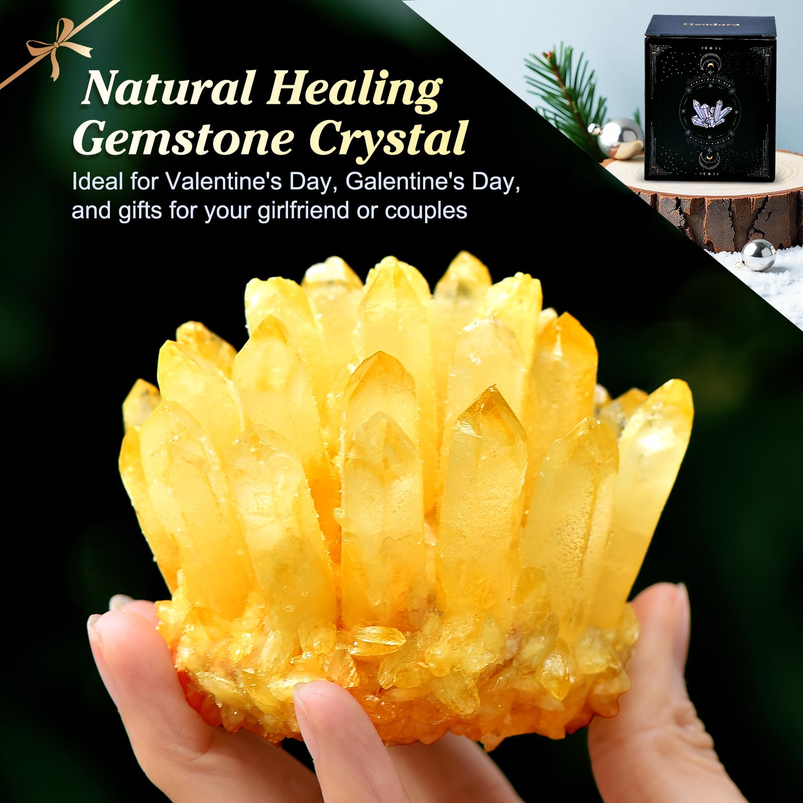 Geodora amethyst prism cluster on shelf for gift-ready display