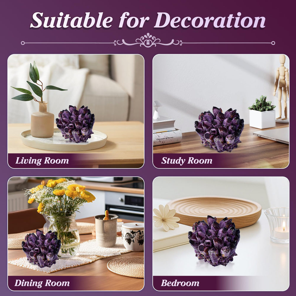Geodora amethyst prism cluster provides rich purple accents for decor corners