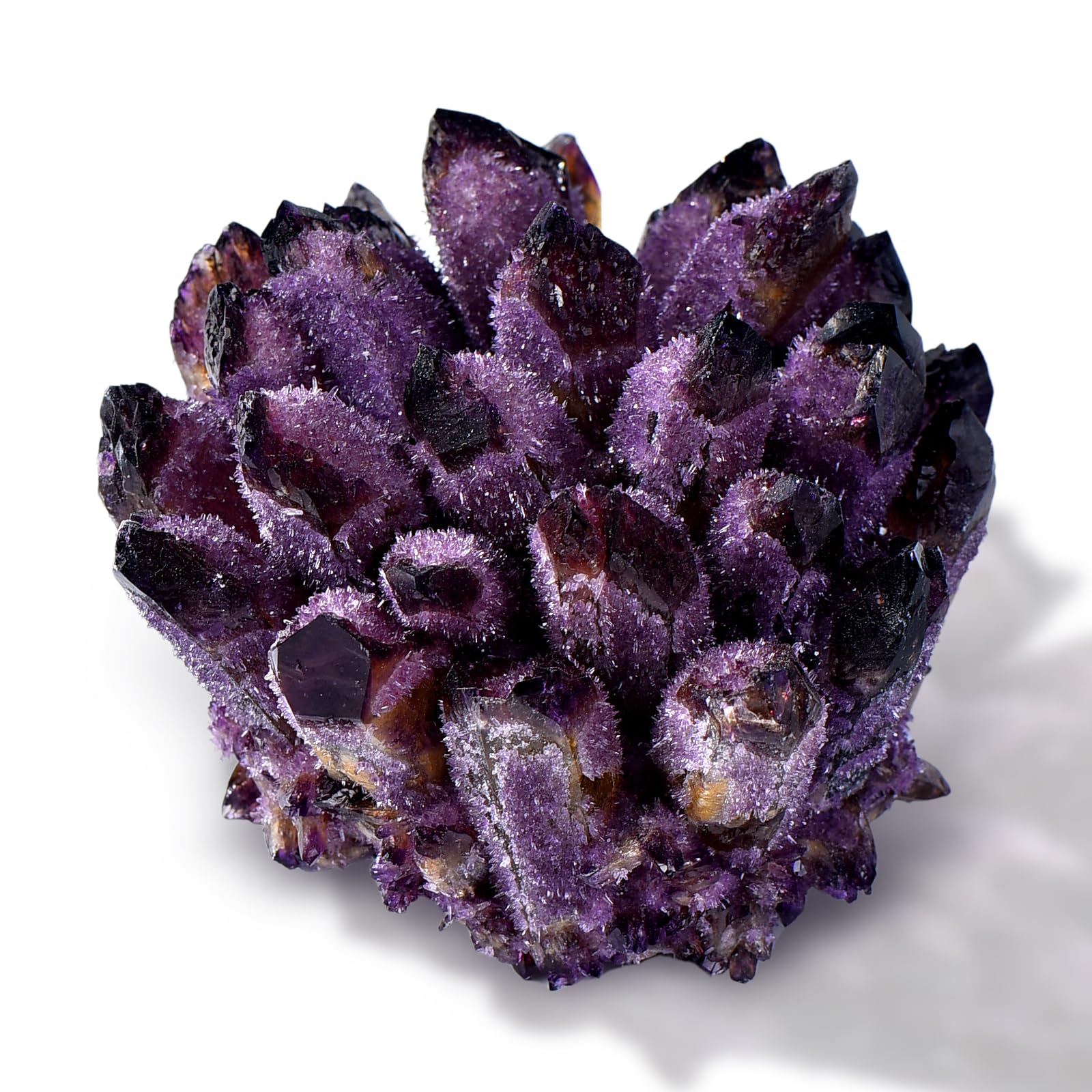 Geodora natural crystal cluster with clear quartz purple hue for ambient decor and light play