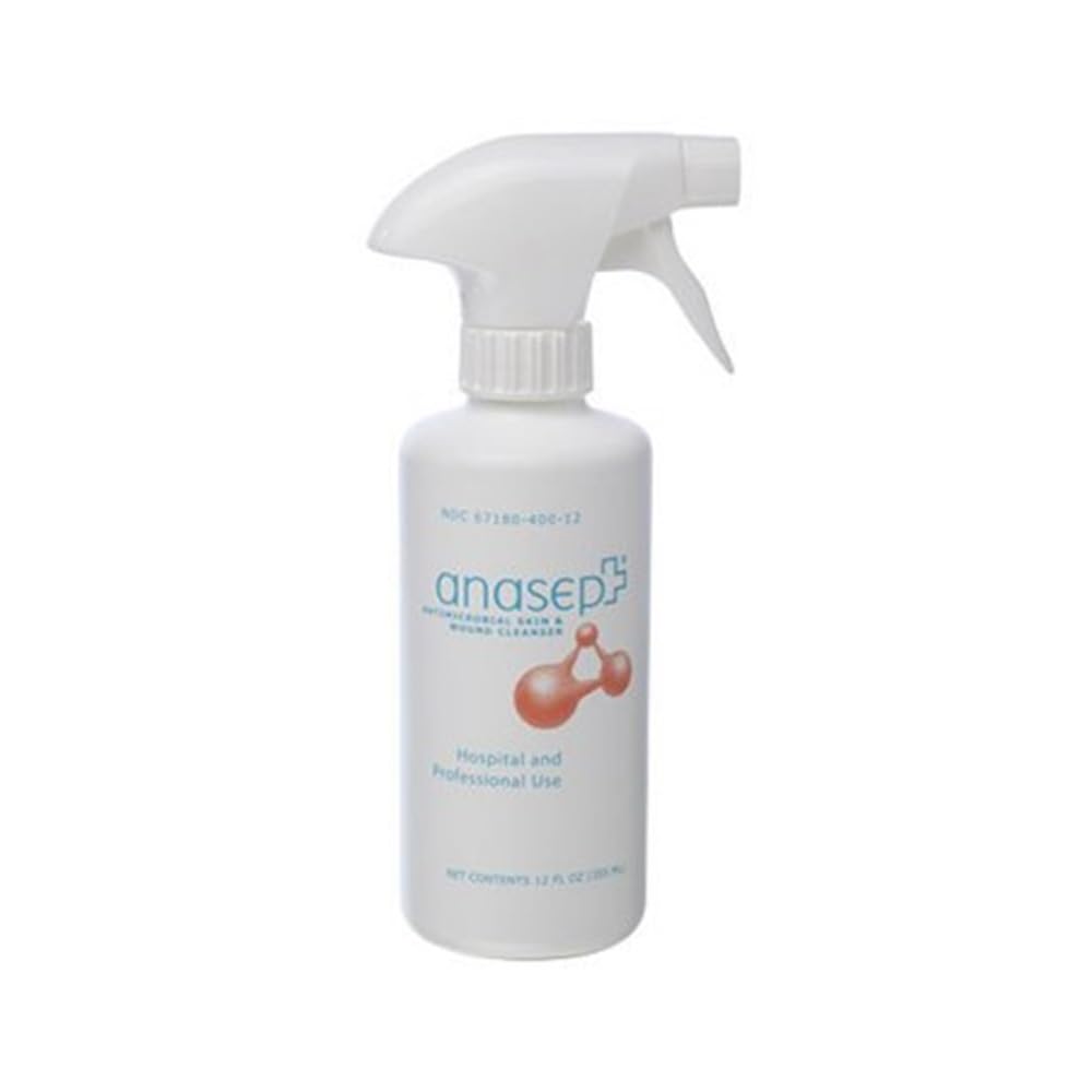 Geometal Anasept skin and wound spray bottle with finger sprayer for cleansing and burn relief.