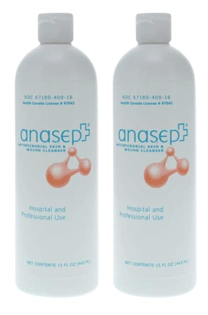 Geometal Anasept wound cleanser bottle pour demonstrates a sterile rinse for safe cleaning