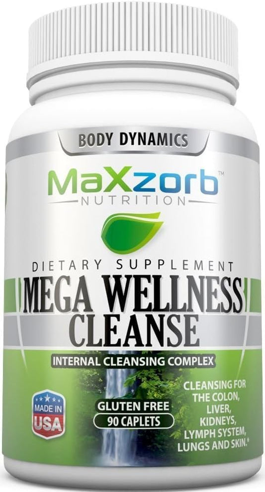 GEOMETAL MaXzorb Nutrition Mega Wellness Cleanse bottle shown for daily balance and rejuvenation.