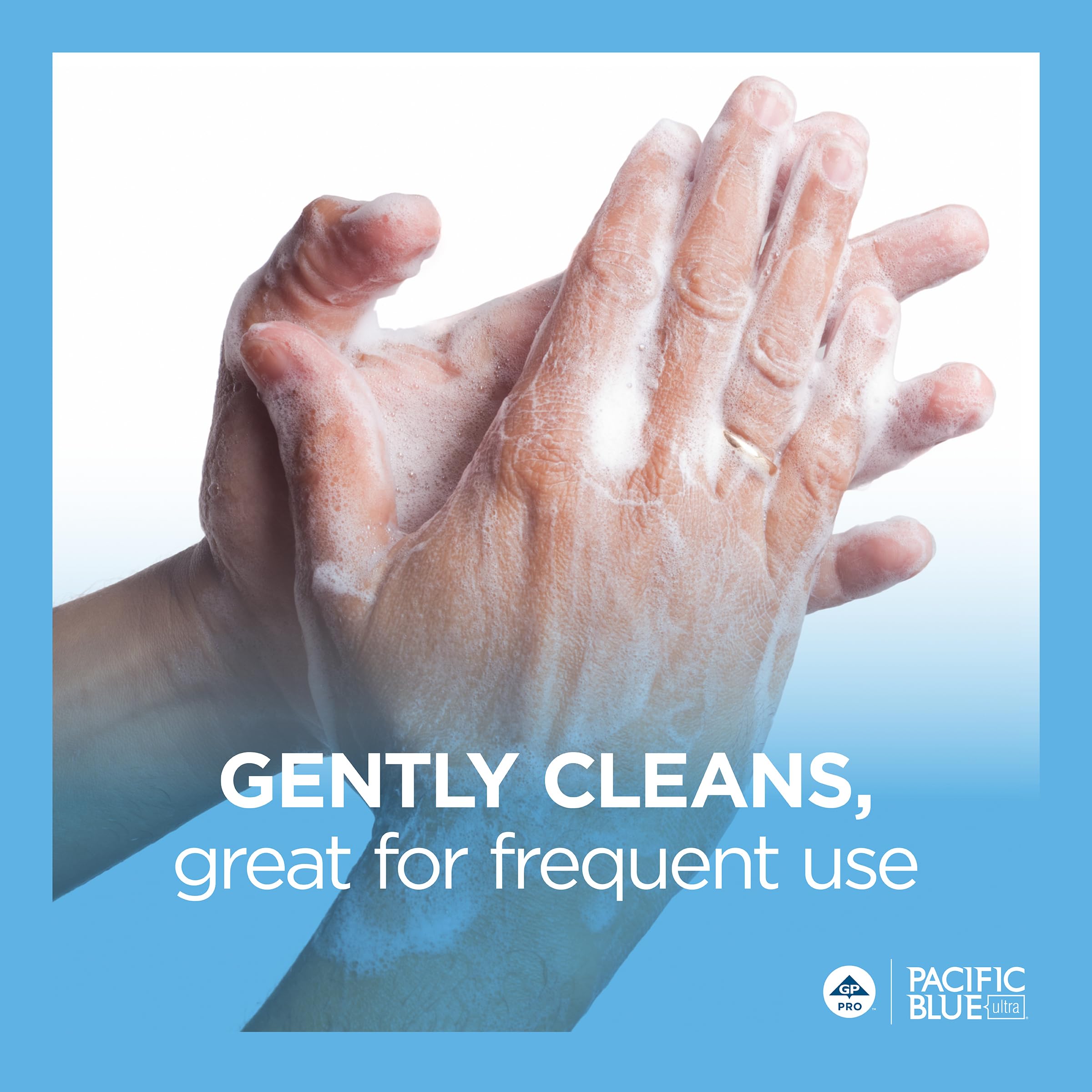 Georgia-Pacific Pacific Blue Ultra LEED-friendly messaging on packaging notes sustainability goals.