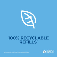 Georgia-Pacific Pacific Blue Ultra packaging emphasizes responsible disposal and recycling.