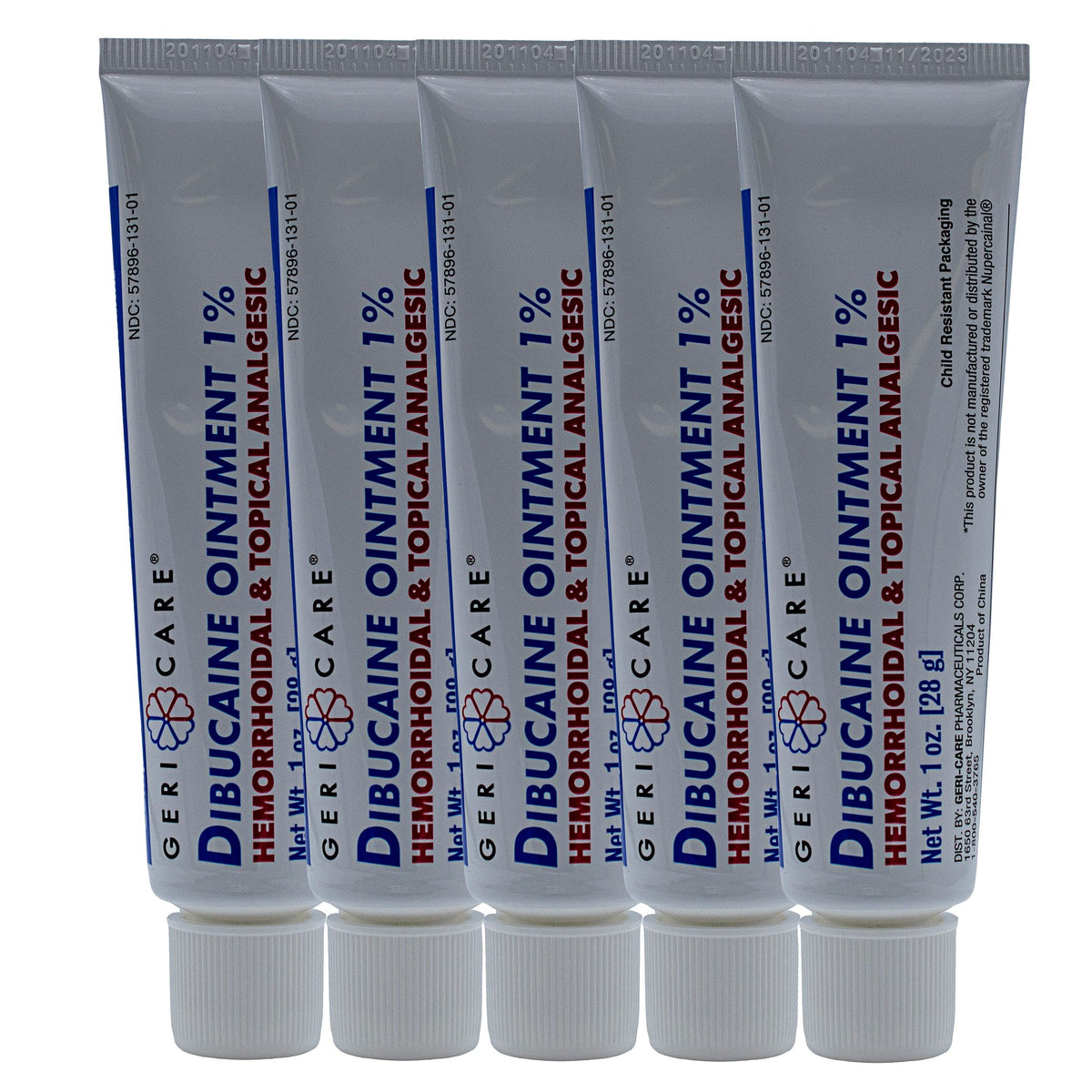 GeriCare Dibucaine hemorrhoid ointment tube provides fast analgesia.