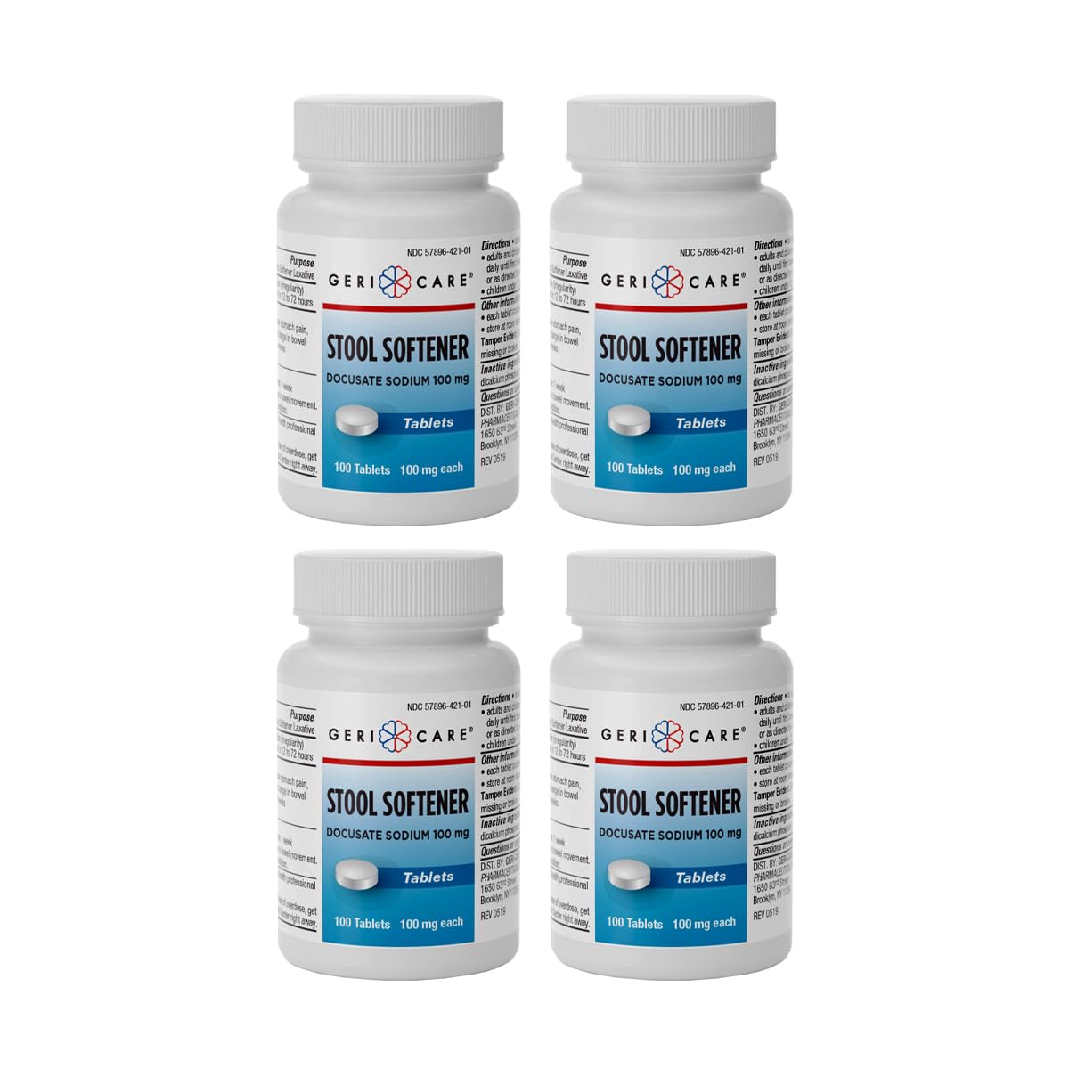 GeriCare Docusate Sodium tablets in packaging for convenient daily relief.