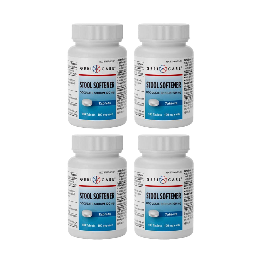 GeriCare Docusate Sodium tablets in packaging for convenient daily relief.