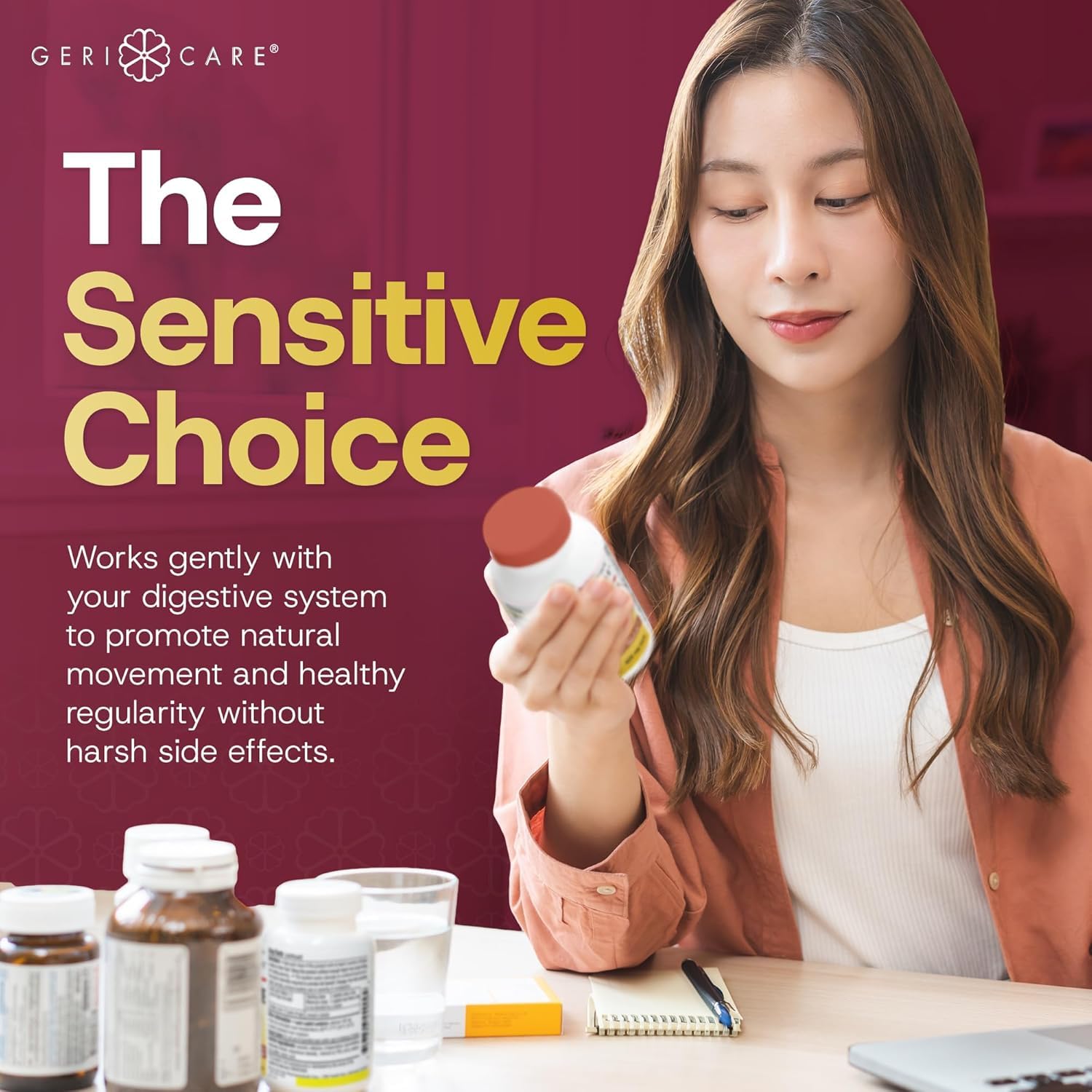 GeriCare dosage chart image highlighting 625 mg dosage on caplets