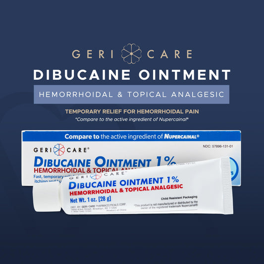 GeriCare hemorrhoid ointment packaging box for easy storage.