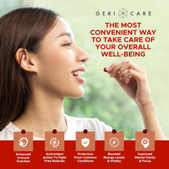 GeriCare One-Daily bottle shows gluten-free badge for dietary sensitivity