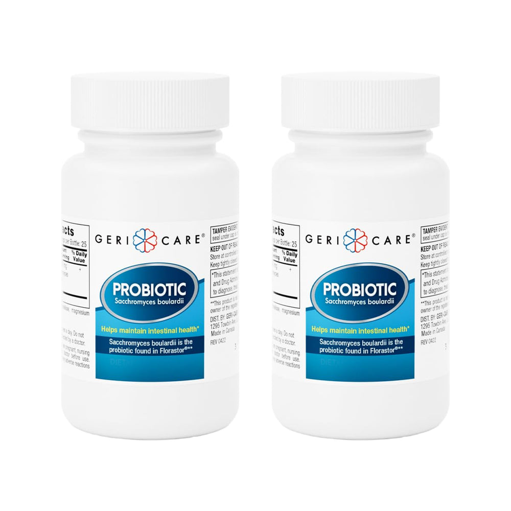 GeriCare S. boulardii bottle front signals digestive health support and brand reliability.