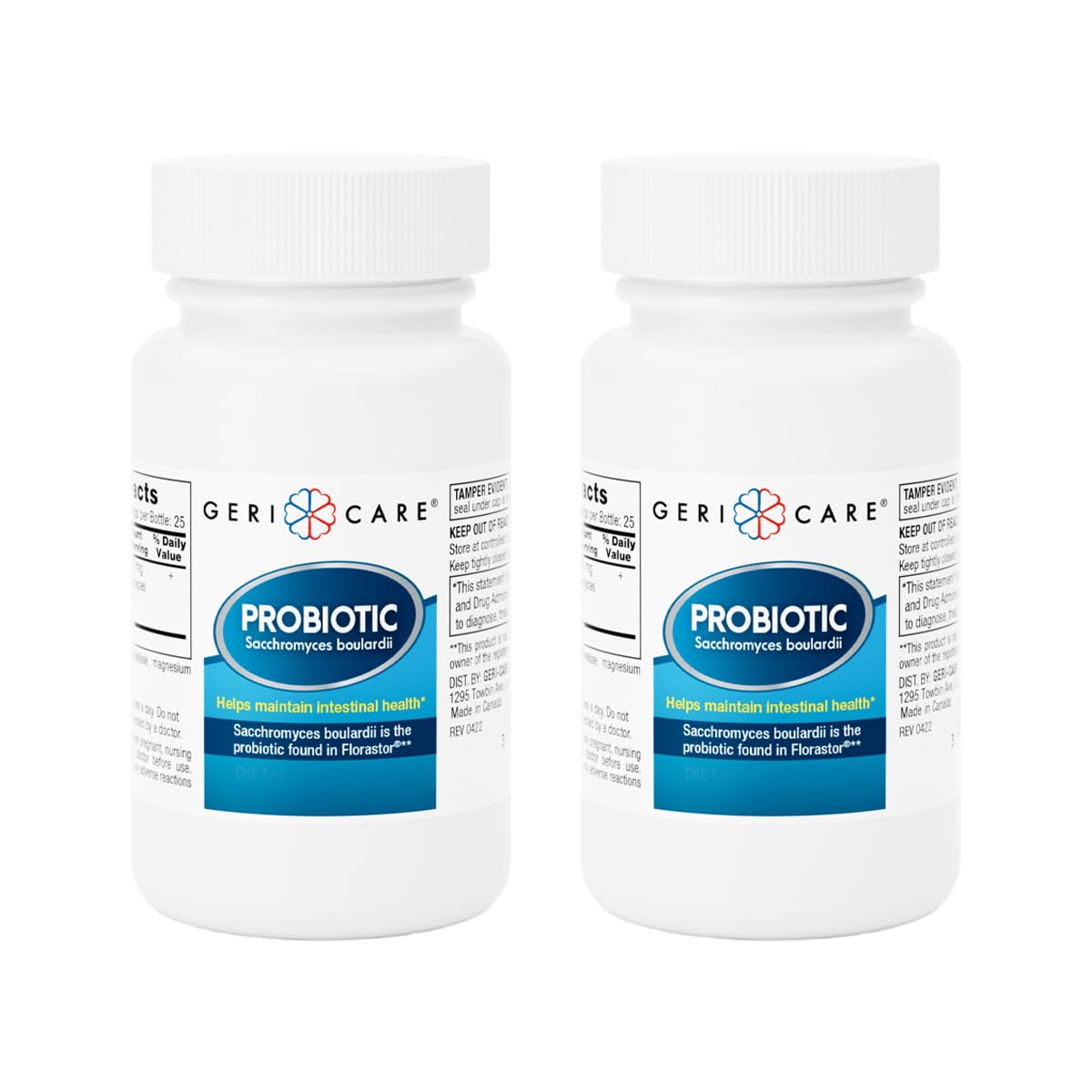 GeriCare S. boulardii bottle front signals digestive health support and brand reliability.