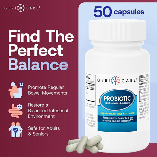 GeriCare S. Boulardii capsules pour suggests easy daily digestive support.