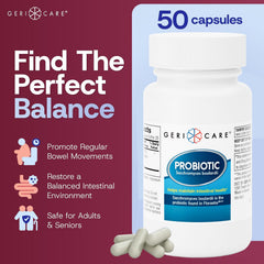 GeriCare S. Boulardii capsules pour suggests easy daily digestive support.