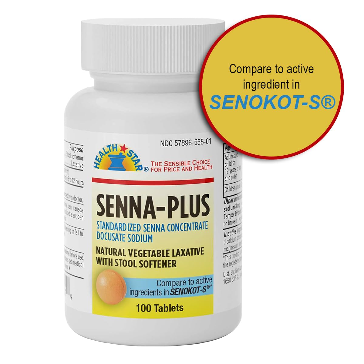 GeriCare Senna Plus tablets with a glass of water illustrating ease of use.