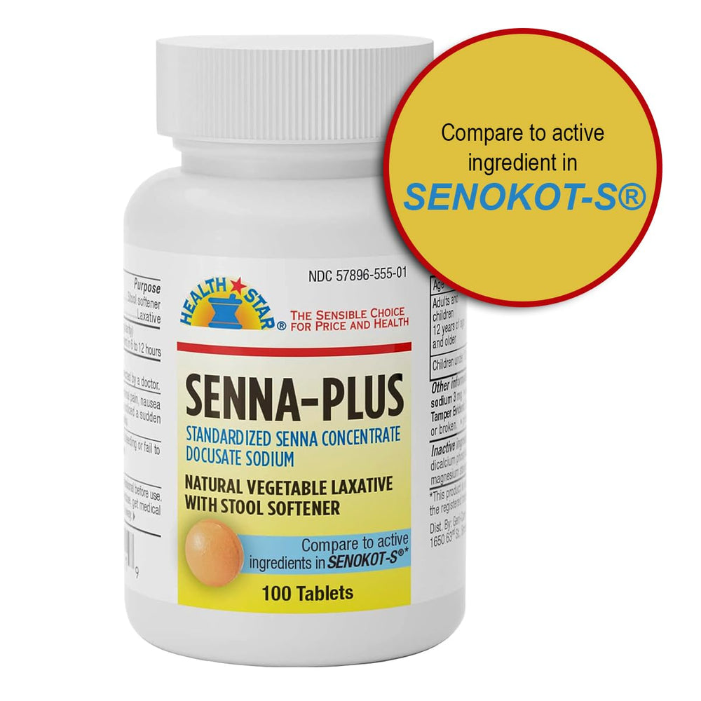 GeriCare Senna Plus tablets with a glass of water illustrating ease of use.