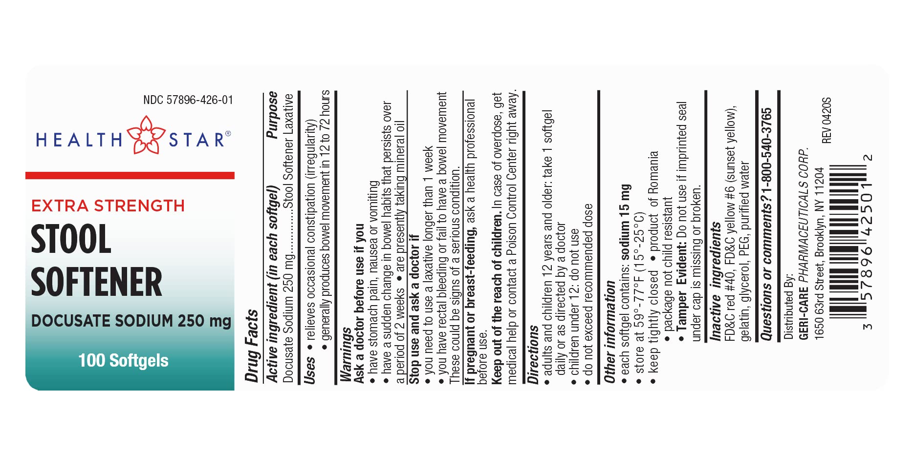 Geri Care stool softener softgel packaging designed for long-term daily use.