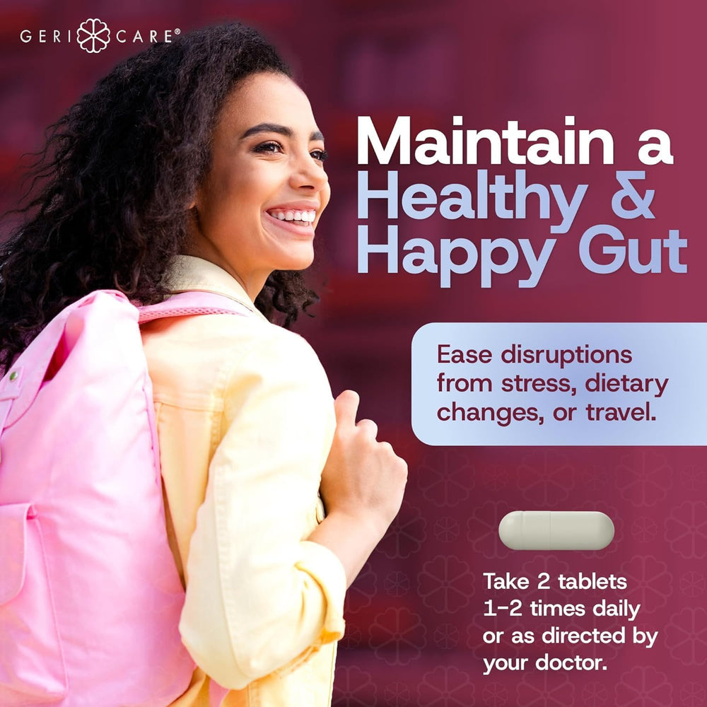 GeriCare Ultimate Probiotic bottle with gluten-free symbol aids sensitive diets.