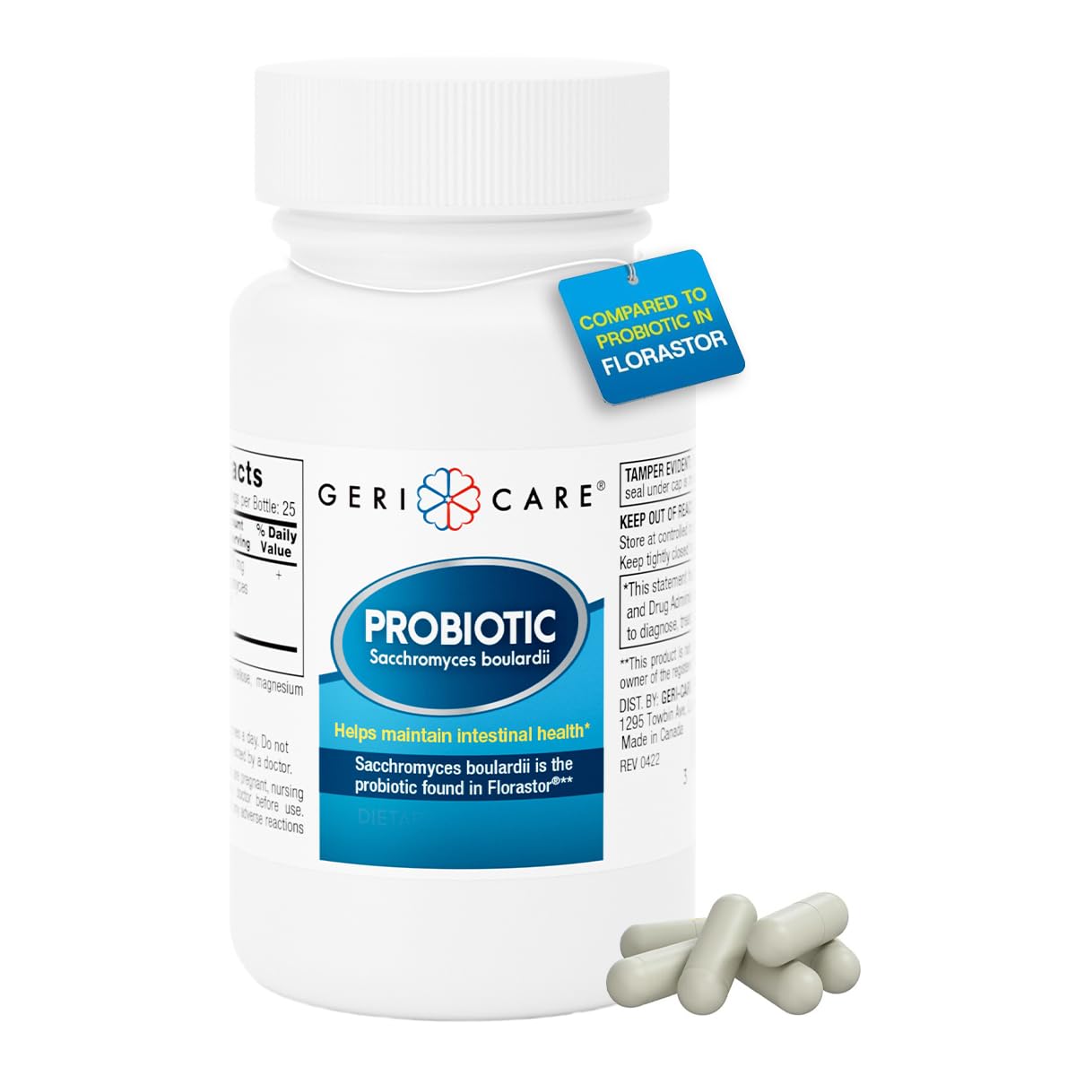 GeriCare Ultimate Probiotic storage close-up highlights secure cap and seal.