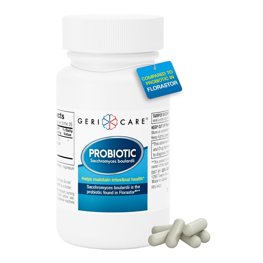 GeriCare Ultimate Probiotic storage close-up highlights secure cap and seal.