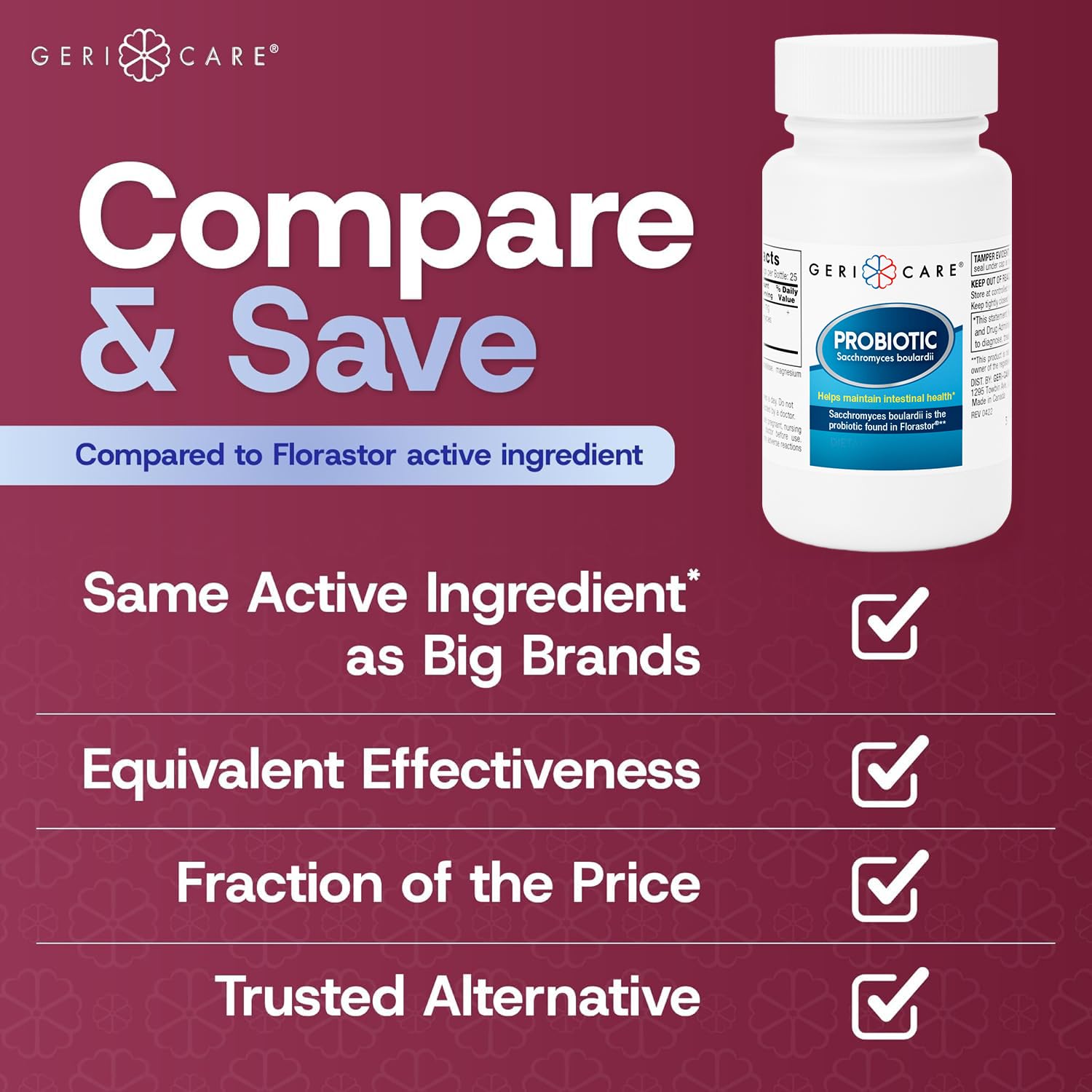 GeriCare Ultimate Probiotic travel-pack demonstrates on-the-go digestive support.