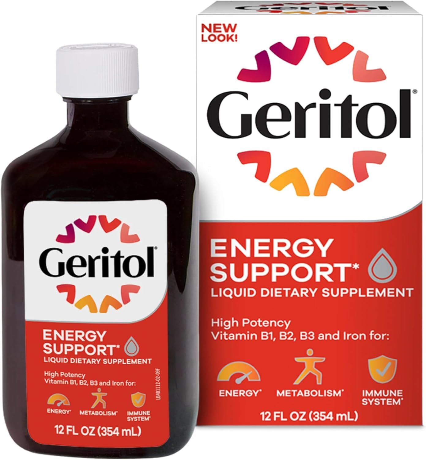 Geritol Liquid measuring spoon shows easy daily dosing.
