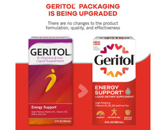 Geritol liquid pack of six image emphasizes value and consistency.