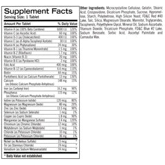 Geritol multivitamin tablet close-up highlighting compact daily dose.