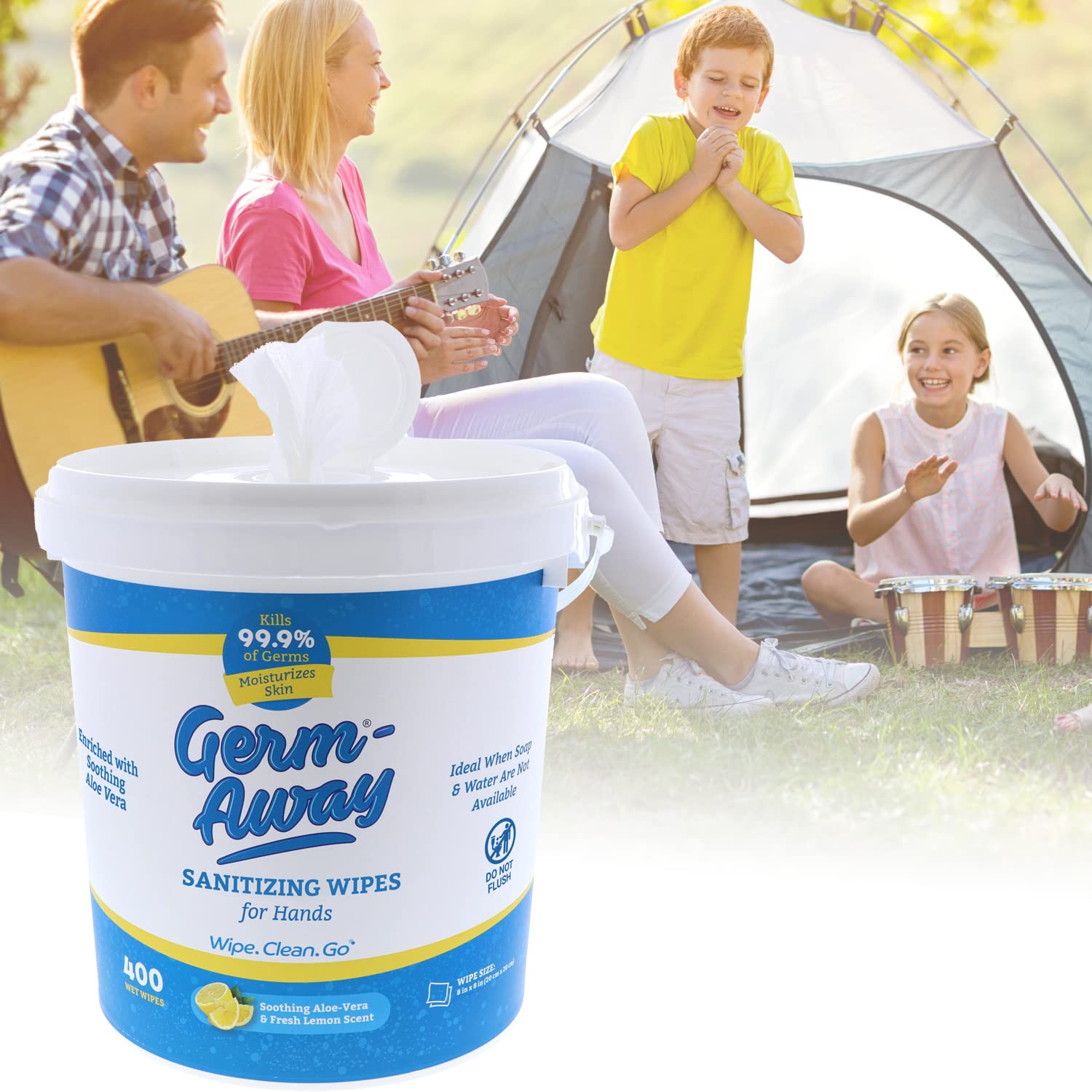 Germ-Away bucket lid allows resealing and moisture retention
