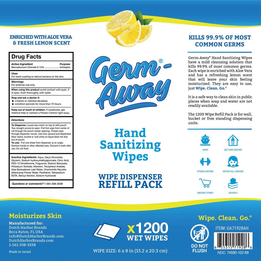 Germ-Away lemon scent provides a fresh aroma after cleansing.