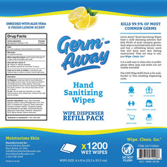 Germ-Away lemon scent provides a fresh aroma after cleansing.