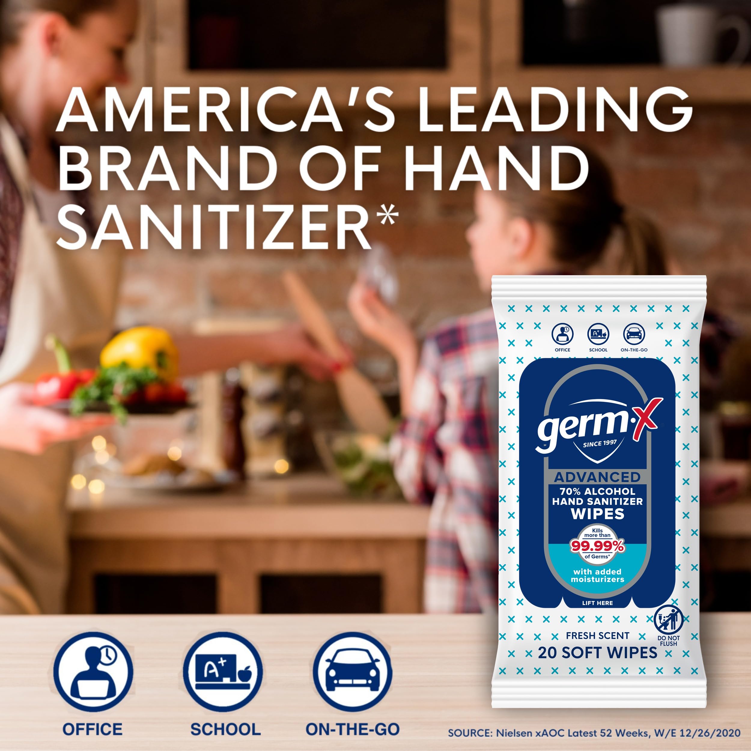 Germ-X Advanced Hand Sanitizer Wipes soft, moisturized feel after use.