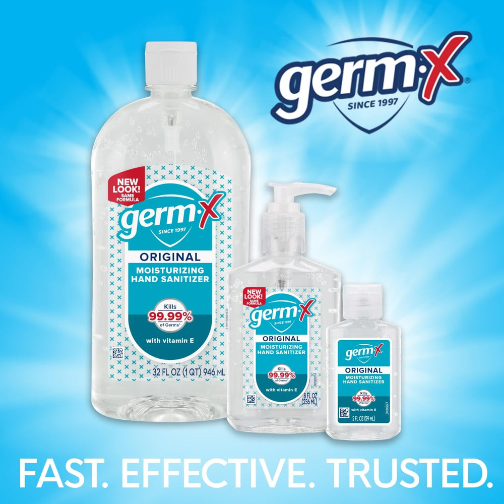 Germ-X 4-pack on counter, ready for quick sanitizing in common areas