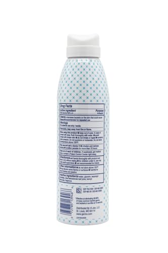 Germ-X spray in hand indicates quick application and no rinse needed