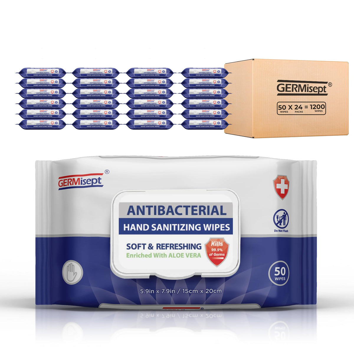 Germisept hand wipes bulk 50-count pack — convenient family hygiene on the go.
