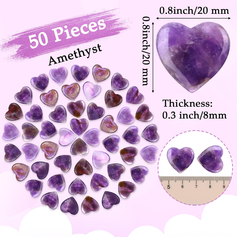 Gerrii amethyst heart stones, polished in purple, in a pack.