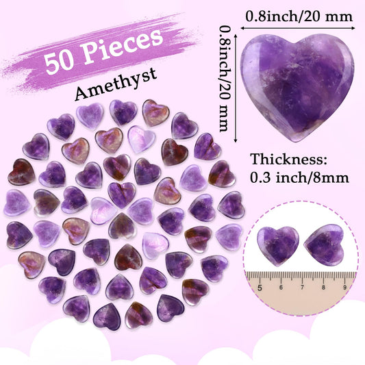 Gerrii amethyst heart stones, polished in purple, in a pack.