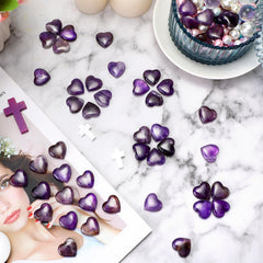 Gerrii amethyst heart stone on a display stand for mindfulness.
